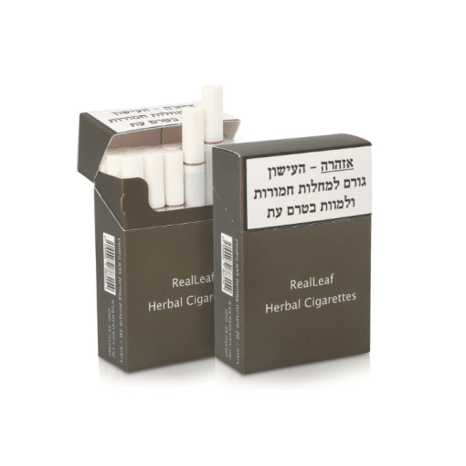 סיגריות טבעיות ללא ניקוטין ללא טבק צמחיות ריליף realleaf herbal cigarette