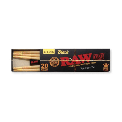 קונוסים רואו שחור קינג סייז 20 יחידות | Raw Black King Size Cones
